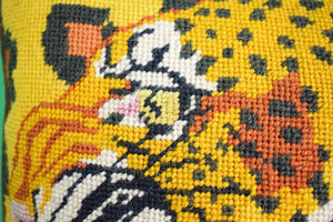 Hand-Needlepoint Leopard Print Pillow