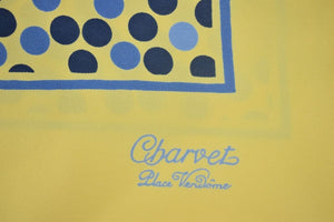 "Charvet Place Vendome Paris 38"Sq Yellow w/ Blue Dot Silk Scarf"