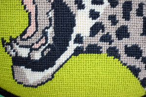 Hand-Needlepoint Safari Leopard Pillow