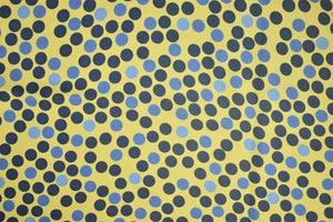"Charvet Place Vendome Paris 38"Sq Yellow w/ Blue Dot Silk Scarf"