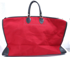 "T. Anthony Red Canvas w/ Black Leather Trim Tote Bag" (NWOT)