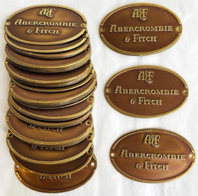 Set x 75 Abercrombie & Fitch Vintage Brass Emblem Logo Badges