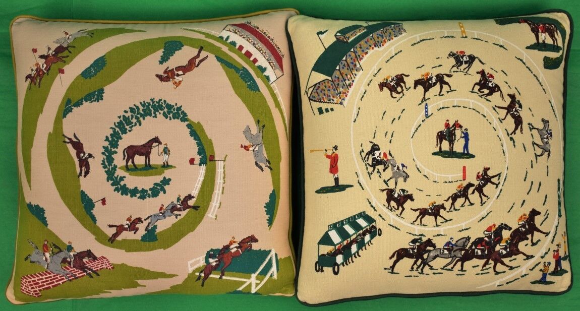 "Pair x Vintage Horse Racecourse Pillows"