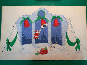 Lanvin of Paris c1950s Watercolor ‘Santa Ringing Bell’
