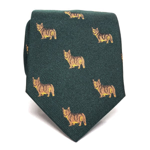O'Connell's x Seaward & Stearn English Woven Green Silk Club Tie w/ Corgis (NWOT)