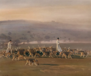 "Belvoir Hounds Exercising In The Park" 1956 Chromolithograph by Sir Alfred Munnings (SIGNED)