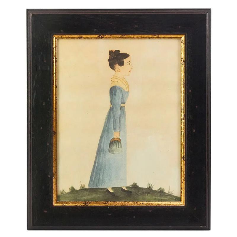 "Jacquelyn Trone, Folk Art Portrait Of Woman w/ Purse" Provenance: The Susie Hilfiger Collection