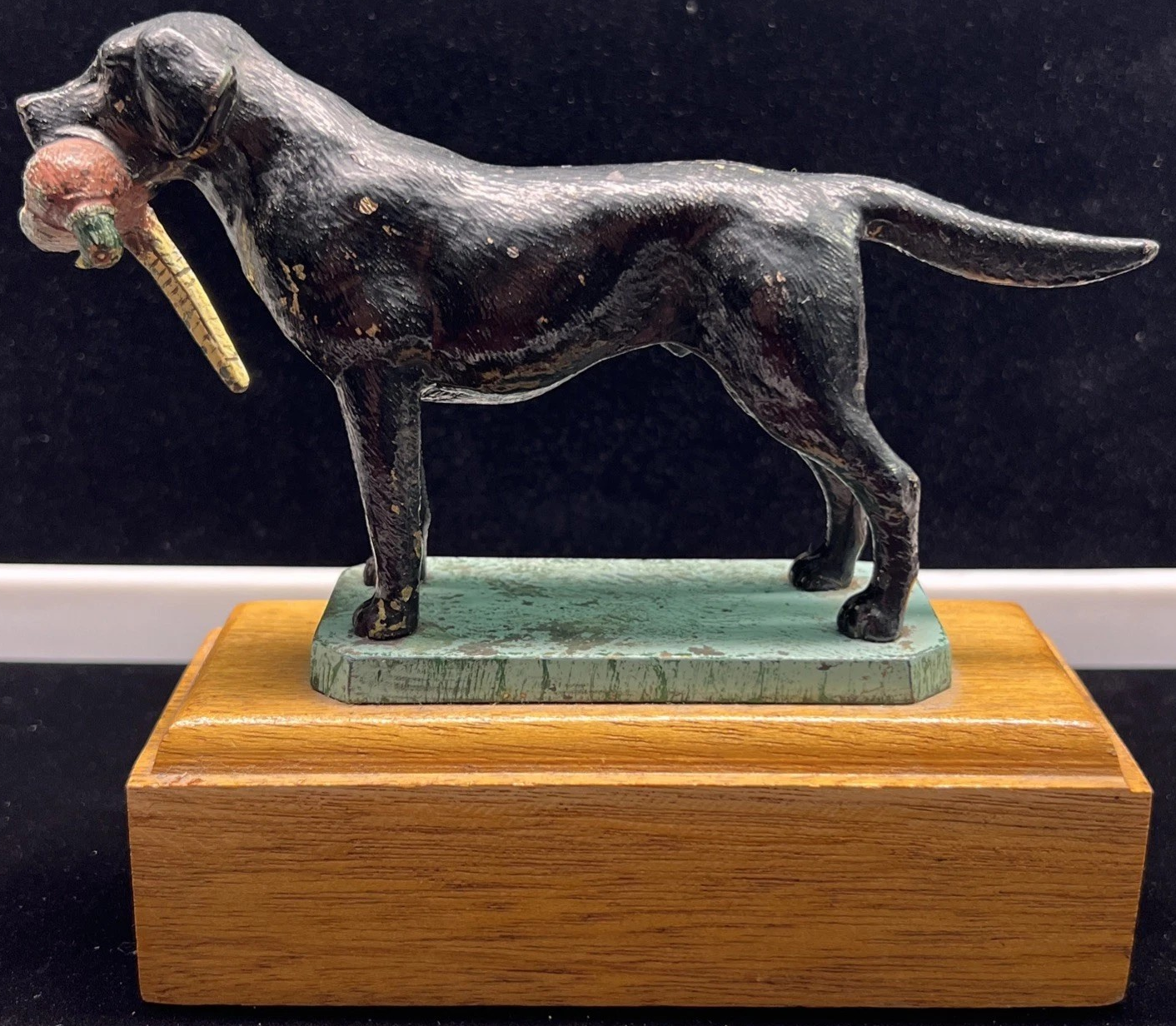 Lejeune Enamelled Black Labrador Large w/ Pheasant Car Mascot