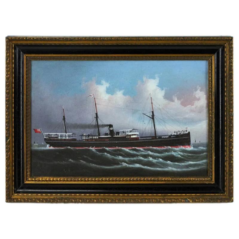 British Steamship, Oil on Canvas Provenance: The Susie Hilfiger Collection