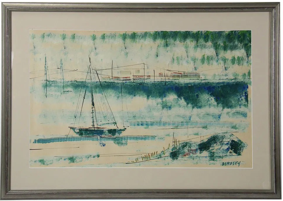 Sailboats In Bermuda Harbour Watercolour by Alfred Birdsey