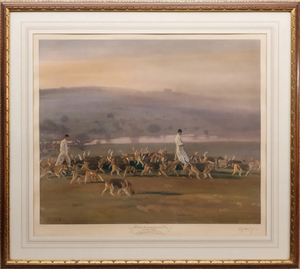 "Belvoir Hounds Exercising In The Park" 1956 Chromolithograph by Sir Alfred Munnings (SIGNED)