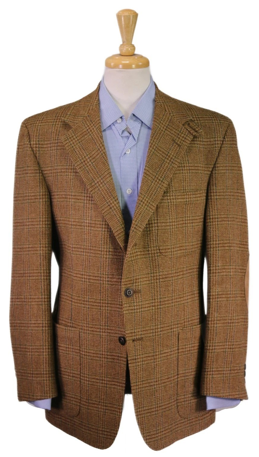 "Orvis Glen Plaid Mocha Wool Tweed Sport Coat w/ Suede Elbow Patches" Sz 42R (LNWOT) (SOLD)