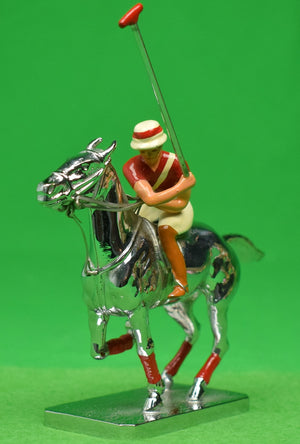 Lejeune Chrome Polo Pony & Player w/ Red Stripe Jersey Colour Car Mascot