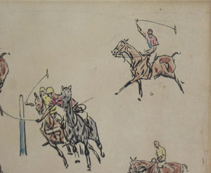 Polo Players Vignette Watercolor by Paul Brown (1893-1958)