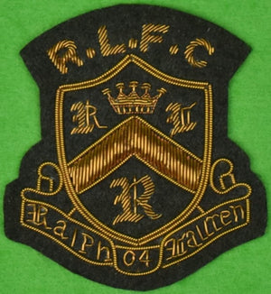"Rugby Ralph Lauren R.L.F.C Black Felt w/ Gilt Bullion Blazer Badge" (DEADSTOCK RL)