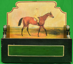 "English Hand-Painted Jockey On Racehorse Wooden Letter Desk Box"