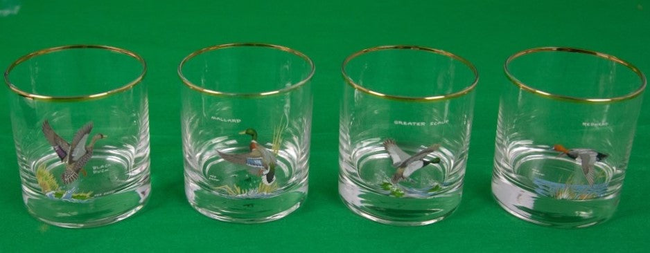 "Ned Smith x Orvis Optic Glass Pitcher w/ Set Of (4) Duck Old-Fashioned Glasses" (SOLD)