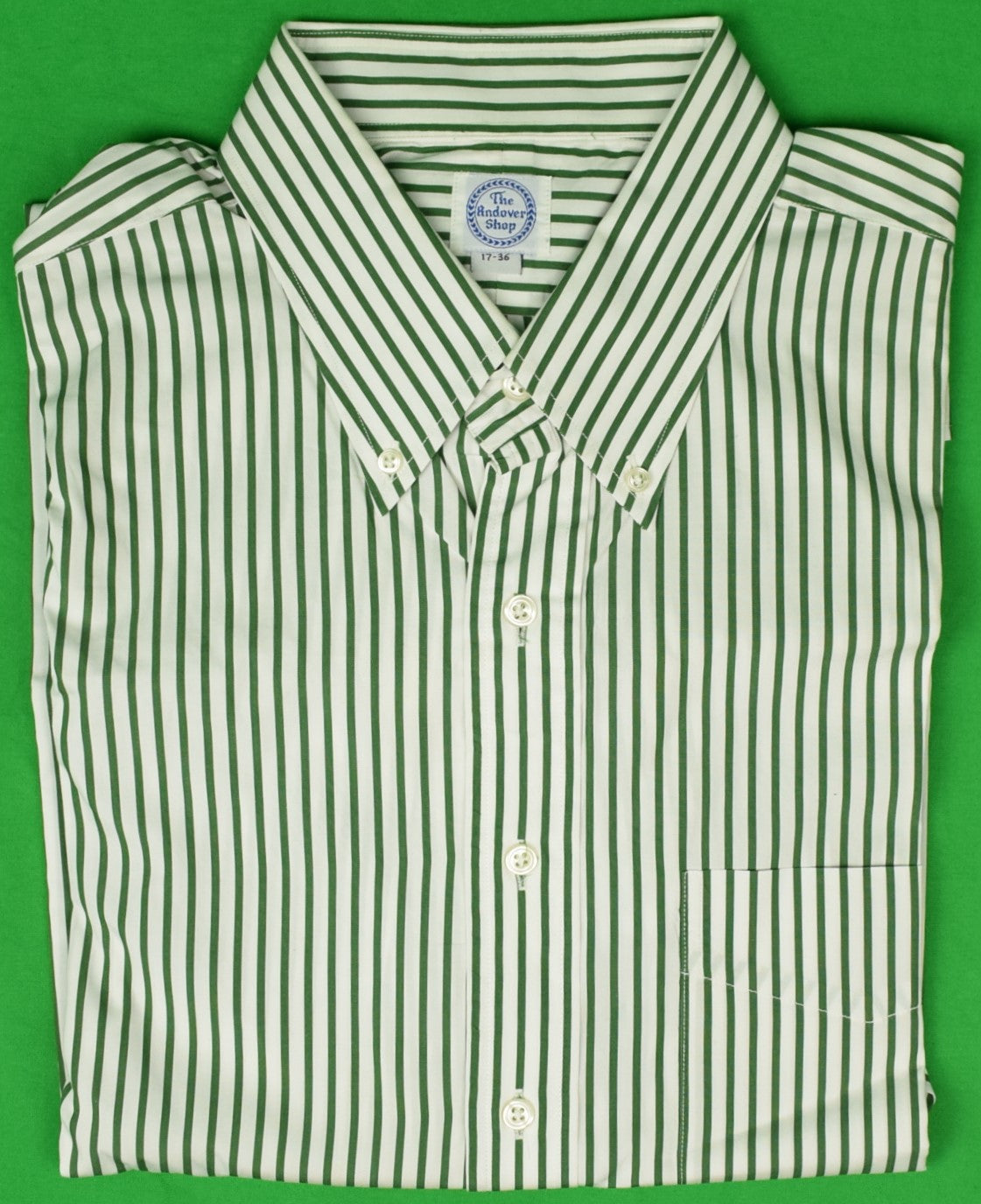 The Andover Shop Green Bengal Stripe Dress Shirt Sz: 17-36