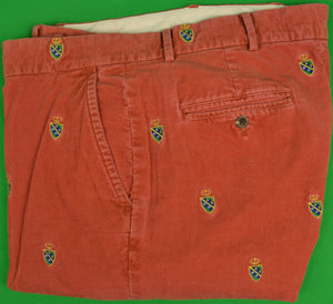 Rugby Ralph Lauren Coral Pinwale Cord Trousers w/ Heraldic Emblem Sz: 36" (SOLD)