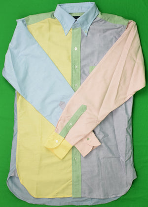 "Drake's OCBD/ Oxford Cloth Button Down Fun Multi-Colour Panel Shirt" Sz: 15 1/2-39 (SOLD)
