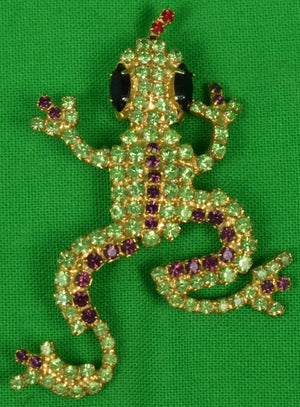 Emerald Green Frog Costume Jewellery Brooch