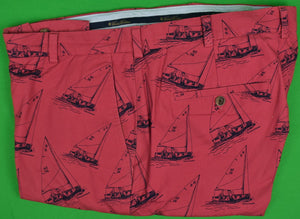 Brooks Brothers Nantucket Red Poplin Trousers w/ Paul Brown Yachting Print