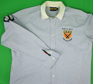 Rugby Ralph Lauren Blue/ White Stripe Cotton Twill Sport Shirt Sz: XL