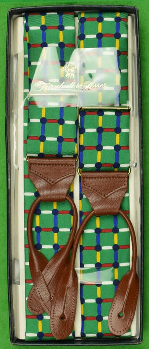 "Turnbull & Asser Green 'Squares' Silk Braces" (New/ Old Stock In T&A Box!) (SOLD)