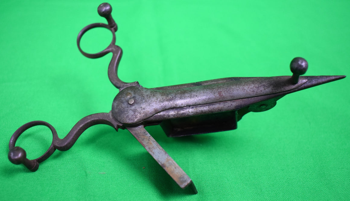 "Antique Wrought Iron Candle Snuffer w/ Wick Clipper"