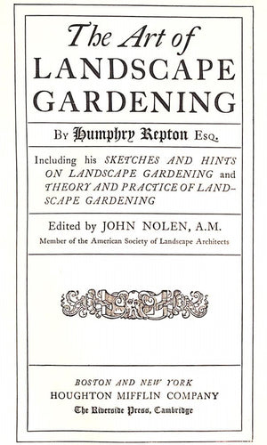 "The Art of Landscape Gardening" REPTON, Humphry Esq.