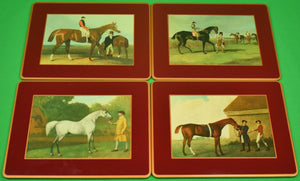 "Set x 4 Brooks Brothers English Thoroughbred Burgundy Placemats" (New in BB Box)