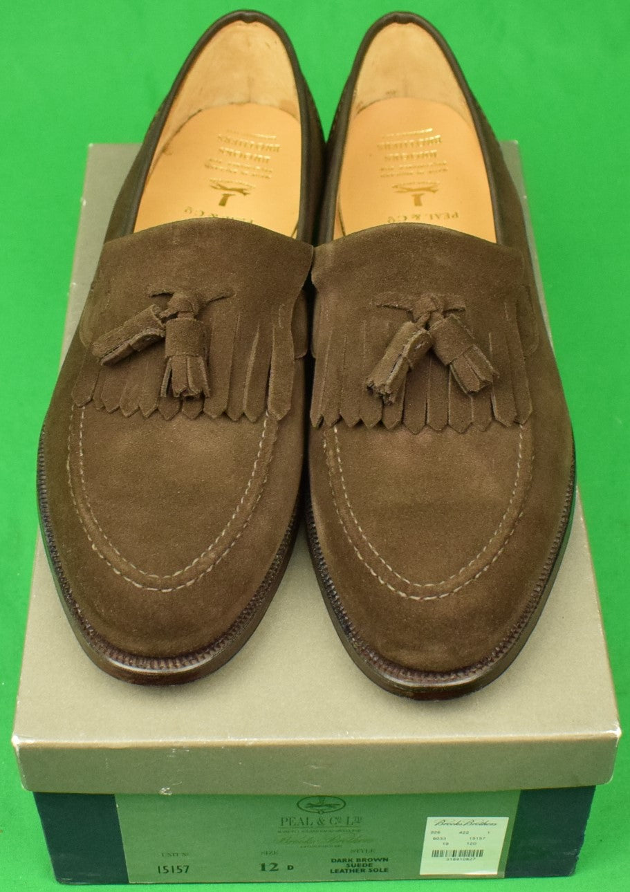 Peal & Co For Brooks Brothers Dark Brown Suede Kiltie Tassel Loafers Sz: 12D (New In BB Box!)