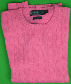 Polo by Ralph Lauren 100% Hot Pink Cashmere Cable Crew Neck Sweater Sz: XL