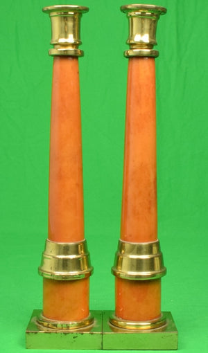 "Pair x Enrique Garcia Hand-Made In Columbia c1970s Brass Candlestick Holders"