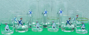 Robert Riger 11pc Hand-Painted Jockey Glassware Set