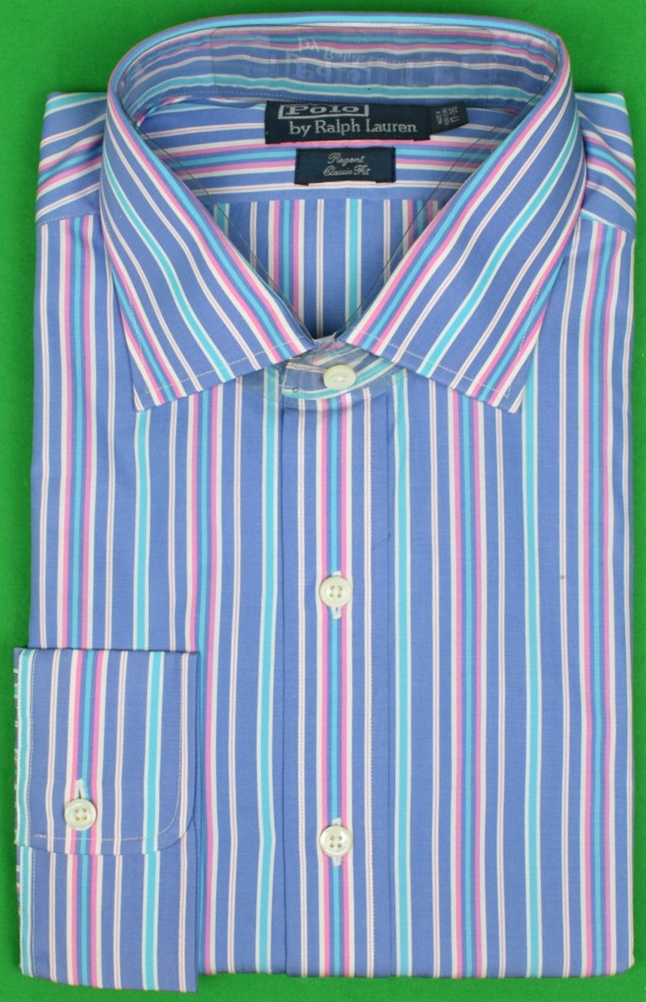 Polo by Ralph Lauren Spread Collar Multi Stripe Blue Dress Shirt" Sz: Polo by Ralph Lauren Spread Collar Multi Stripe Blue Dress Shirt" Sz:
