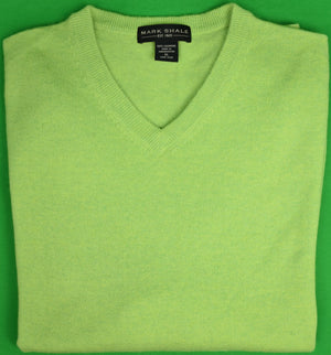 "Mark Shale 100% Cashmere Chartreuse V-Neck Sweater" Sz: XL