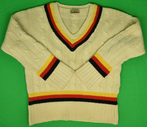 "Marylebone Cricket Club x Alan Paine Cable V-Neck Sweater" Sz: M