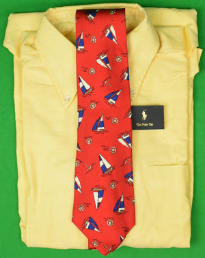 "Polo By Ralph Lauren Red Silk Sailboat Tie" (New w/ RL Tags!) (SOLD)