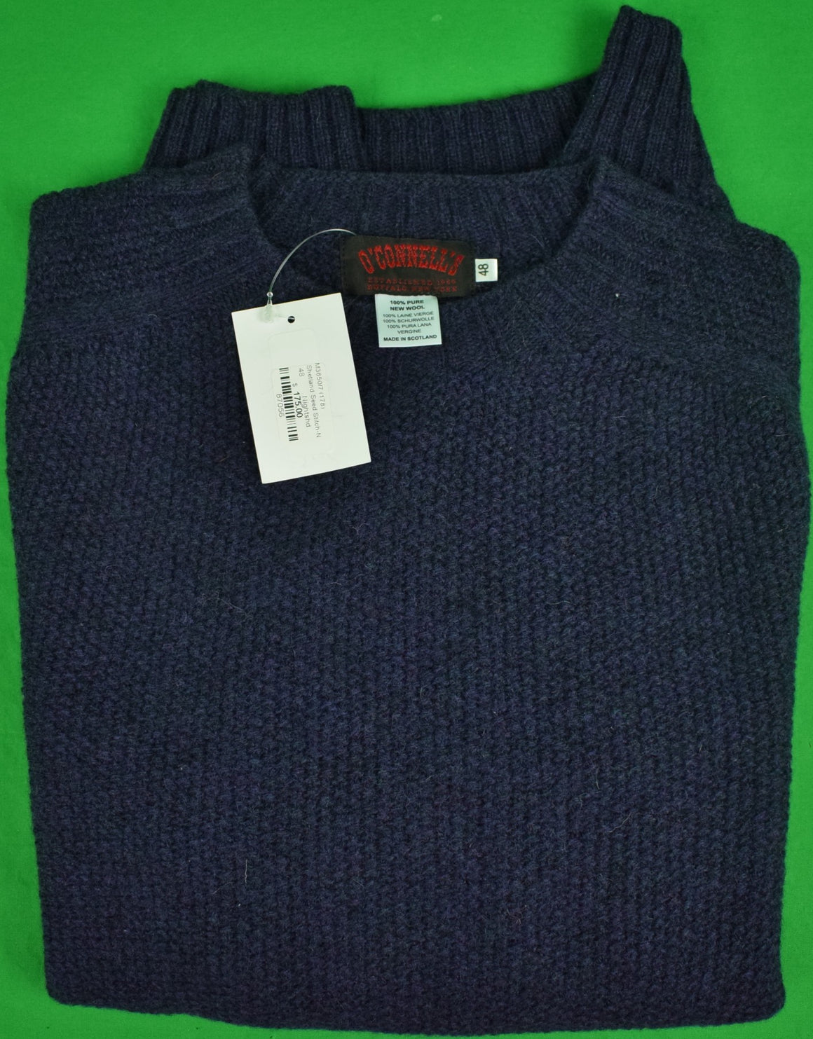 O'Connell's Shetland Seed Stitch Wool Crewneck Sweater Sz: 48" (New w/ Tag!)