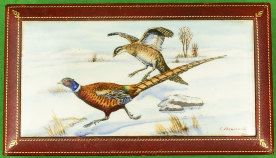 Frank Vosmansky Hand-Painted Pheasant Game Bird Plaque On Satinwood-Lined Box