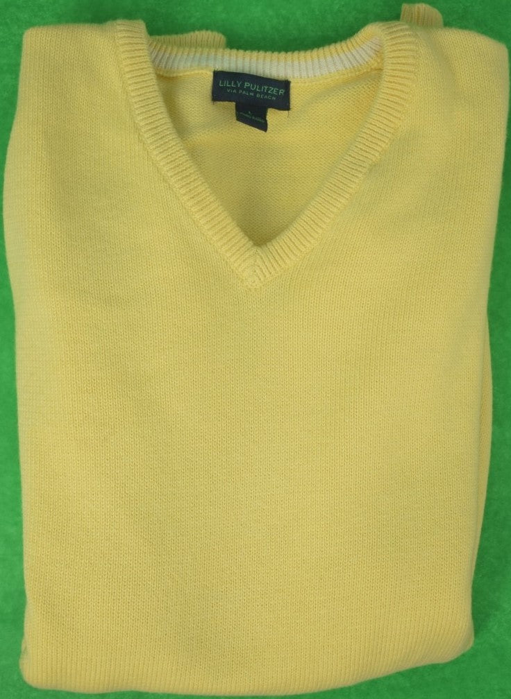 Lilly Pulitzer Yellow V Neck 85% Cotton/ 15% Cashmere Sweater Sz: L