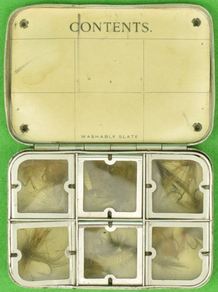 "Abercrombie & Fitch Trout-Fly Box Made In England w/ 23 Flies In 6 Compartments"