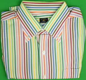 "Maus & Hoffman Palm Beach Solemare 'Fun' Multi-Stripe L/S B/D Sport Shirt" Sz: XL (SOLD)