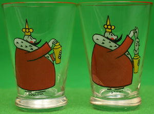 Pair of Hand-Painted c1930s 'The Little King' Shot Glasses Signed: Soglow