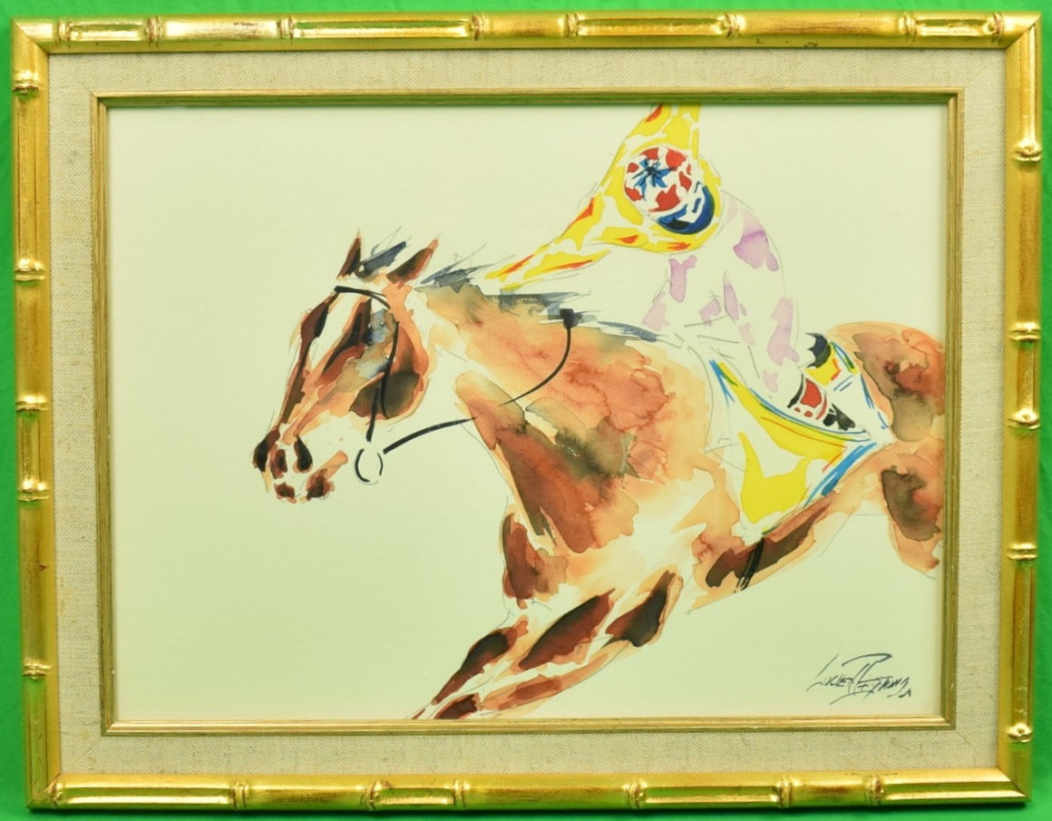 "Winning Home" Watercolour by Lucien Peytong (b.-Deauville, FR 1950)