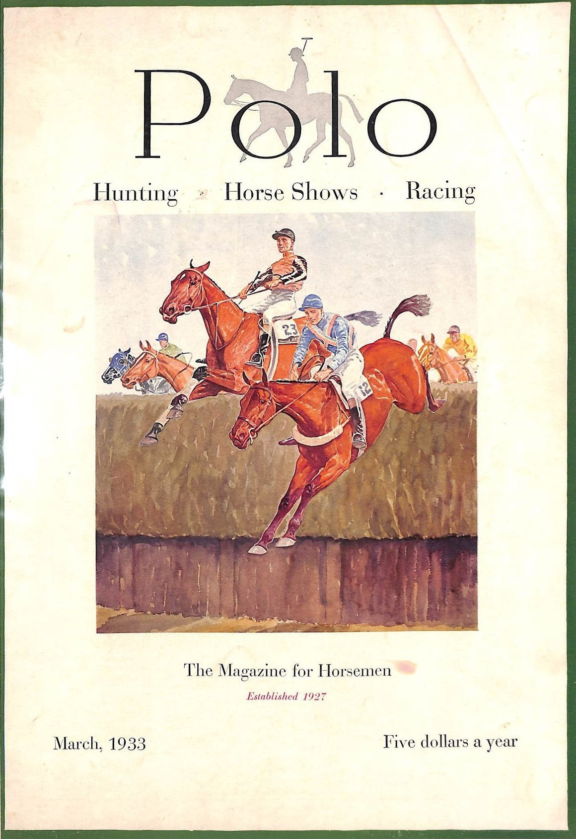"Polo Magazine March, 1933" w/ Paul Brown Steeplechase Cover