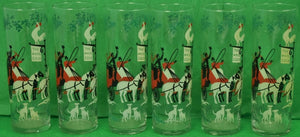 "Set of 6 The White Cock Stage Coach Inn Highball c1950s Glasses"