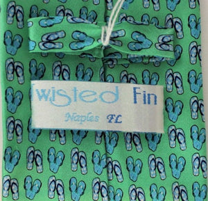 Twisted Fin "Flip-Flops" Print Seafoam Green Silk Tie