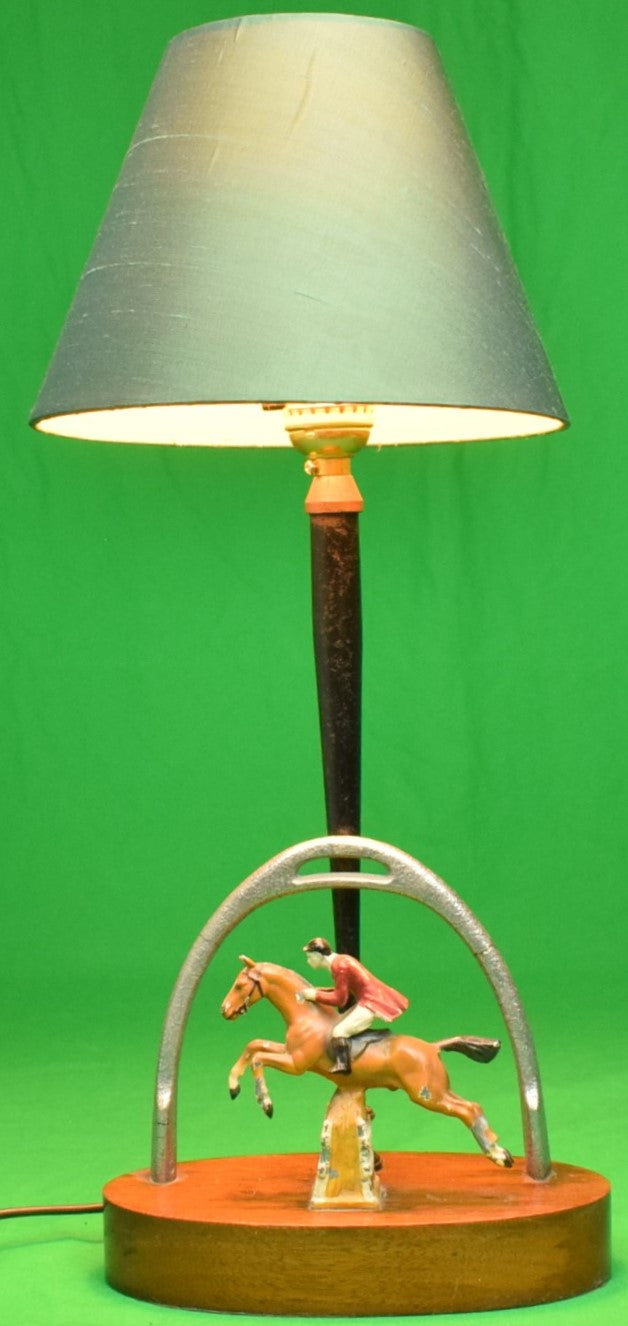 Austrian Bronze Fox-Hunter/ Horseshoe Table Lamp